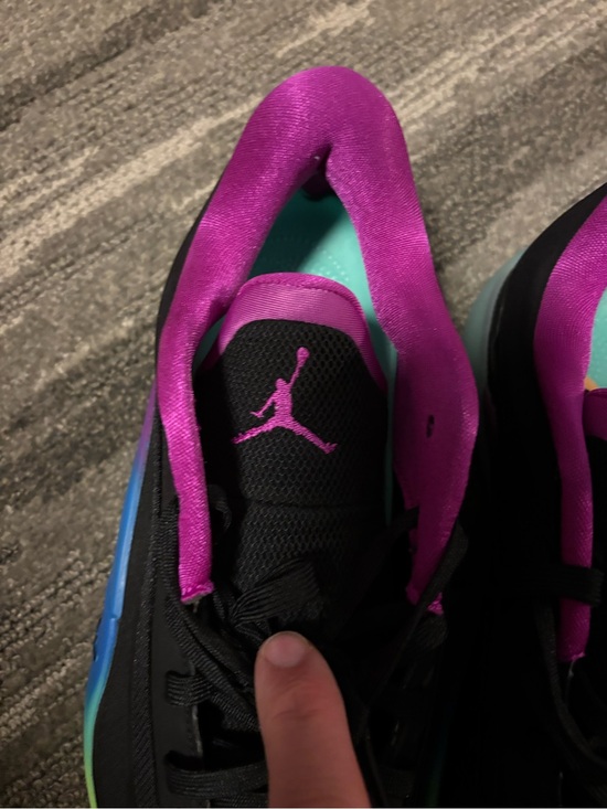 Jordan Zion Black Athletic Shoes with Pink Collar and Teal Lining main image 11
